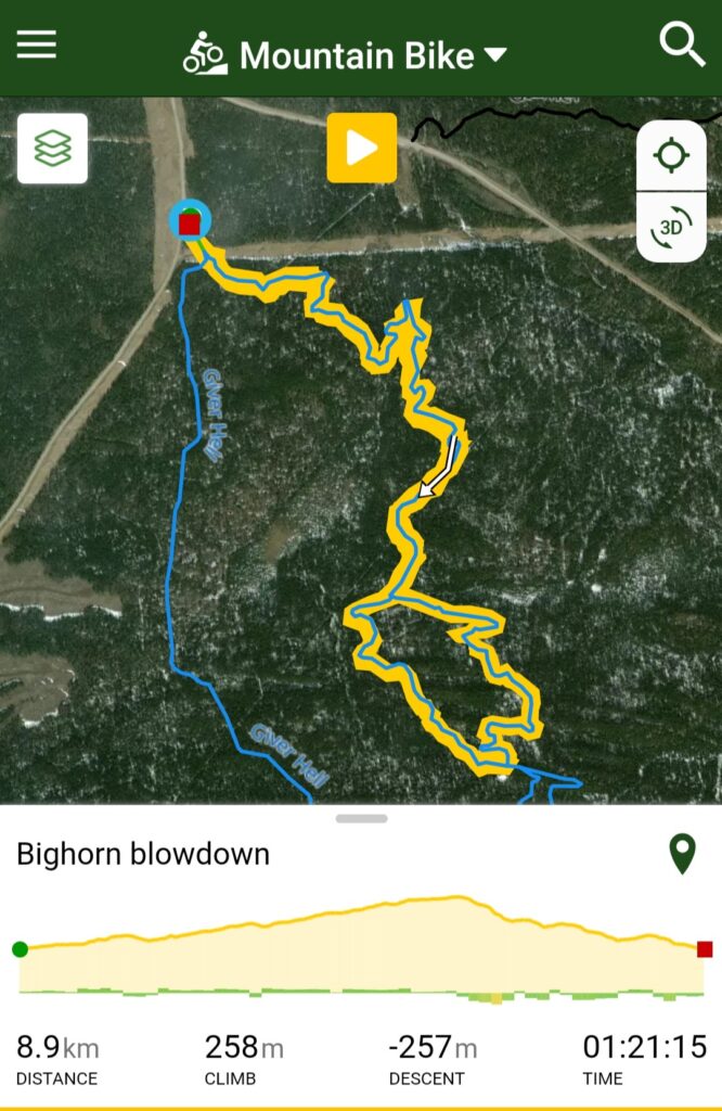 Trailforks map showing our ride up Stairway to heaven and back down the trail.